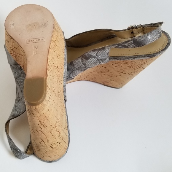 Coach Jesse Metallic Cork Wedges - Picture 2 of 9
